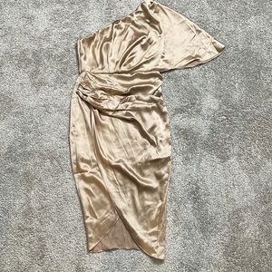 Truly in Love One Shoulder Satin Drape Dress